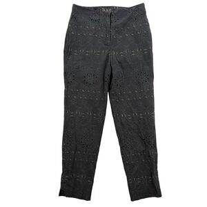 A.B.S by Allen Schwartz Pants Womens 8 Black Eyelet Embroidered‎ Lined Made USA